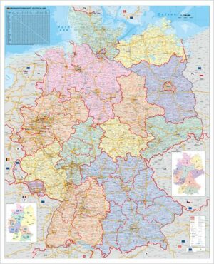 Orga-Karte Deutschland 1 : 750 000. Wandkarte Großformat ohne Metallstäbe