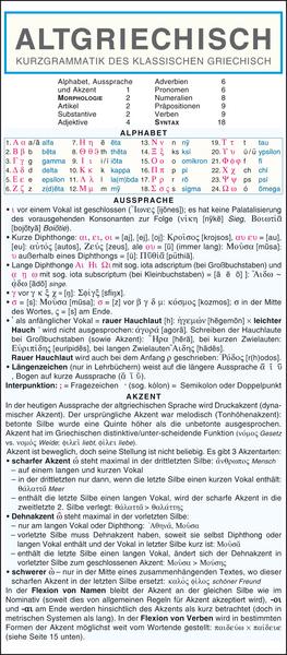 Leporello: Griechisch (Altgriechisch) Kurzgrammatik – Die komplette Grammatik im Überblick