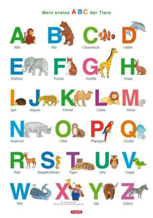 Fragenbär-Lernposter: Mein erstes ABC der Tiere (in der Schulbuch-Druckschrift) L 70 x 100 cm