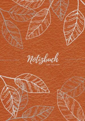 Notizbuch Tagebuch A5 liniert - 100 Seiten 90g/m² - Soft Cover - Silberne Blätter auf braun -