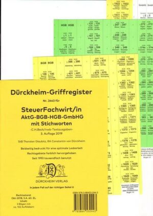 DürckheimRegister® STEUERFACHWIRT/IN 2022 - AktG-BGB-HGB-GmbHG mit Stichworten
