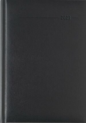 Buchkalender Balacron schwarz 2023 - Büro-Kalender A5 - Cheftimer - 1 Tag 1 Seite - 352 Seiten - Balacron-Einband - Alpha Edition
