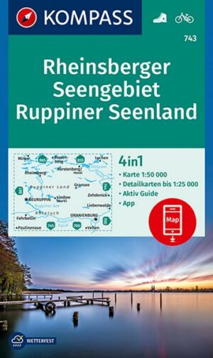 KOMPASS Wanderkarte 743 Rheinsberger Seengebiet