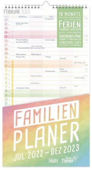 FamilienPlaner 22/23 Wand-Kalender 5-spaltig [Rainbow] 18 Monate