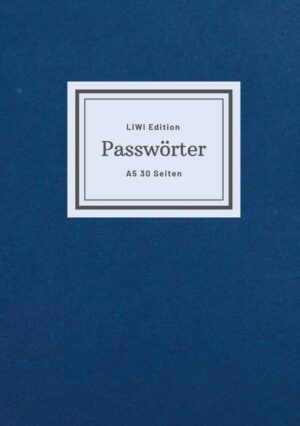 Notizbuch für Passwörter - klein A5 - Organizer liniert 2 Spalten - 30 Seiten -