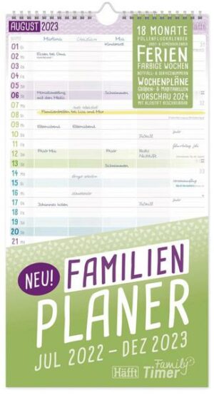 FamilienPlaner 22/23 Wand-Kalender 5-spaltig 18 Monate