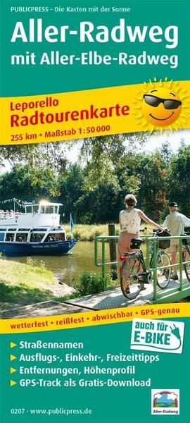 Radwanderkarte Aller-Radweg mit Aller-Elbe-Radweg 1 : 50 000