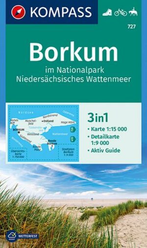 KOMPASS Wanderkarte 727 Borkum im Nationalpark Niedersächsisches Wattenmeer