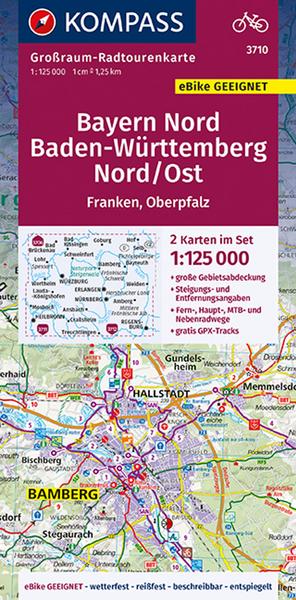 KOMPASS Großraum-Radtourenkarte Bayern Nord