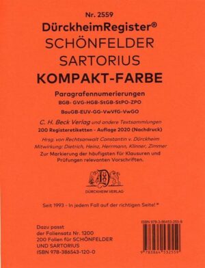 DürckheimRegister® HABERSACK + SARTORIUS KOMPAKT 2022 Gesetze und §§