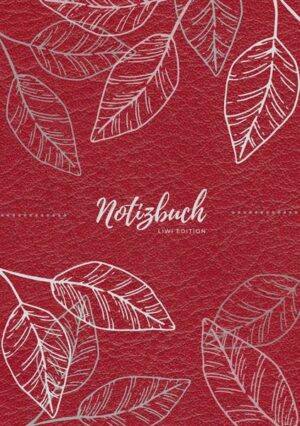 Notizbuch Tagebuch A5 liniert - 100 Seiten 90g/m² - Soft Cover - Silberne Blätter auf rot -