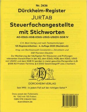 Dürckheimregister® Steuerfachangestellte 2022 mit Stichworten