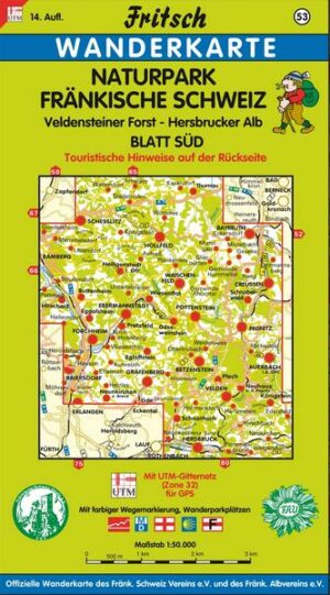 Naturpark Fränkische Schweiz Süd 1 : 50 000. Fritsch Wanderkarte