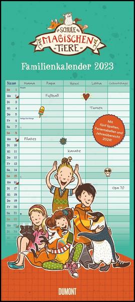Schule der magischen Tiere Familienkalender 2023 - Wandkalender - Familienplaner mit 5 Spalten - Format 22 x 49