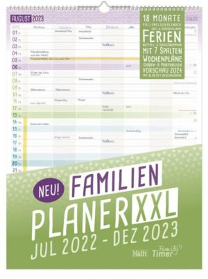 FamilienPlaner XXL 22/23 Wand-Kalender 7-spaltig 18 Monate
