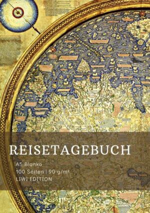 Reisetagebuch zum Selberschreiben - A5 blanko - 100 Seiten 90g/m² - Soft Cover - Motiv Weltkarte Mappa Mundi -