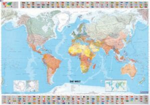 Michelin Welt 1 : 28 500 000. Poster-Karte mit Leiste. Plano. Deutsche Version