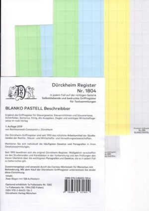 DürckheimRegister® BLANKO PASTELL-GROSS Beschreibbar