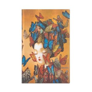 Paperblanks18-Monatskalender Flexi 2023 Madame Butterfly Maxi Vertikal. 01. Juli 2022 bis 31. Dezember 2023