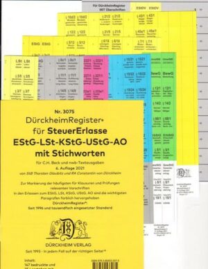 Dürckheimregister® Steuererlasse 2022 mit Stichworten