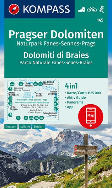 KOMPASS Wanderkarte 145 Pragser Dolomiten