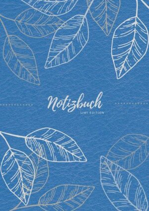 Notizbuch Tagebuch A5 liniert - 100 Seiten 90g/m² - Soft Cover - Silberne Blätter auf blau -