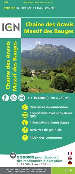 IGN 75 000 Chaine des Aravis - Massif des Bauges