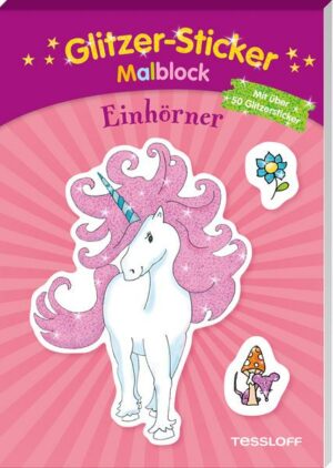 Glitzer-Sticker-Malblock. Einhörner