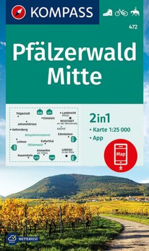 KOMPASS Wanderkarte 472 Pfälzerwald Mitte