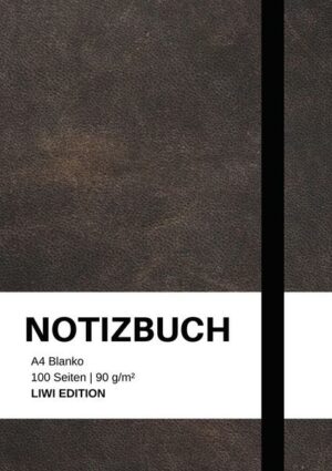 Notizbuch A4 blanko - 100 Seiten 90g/m² - Soft Cover Schwarz -