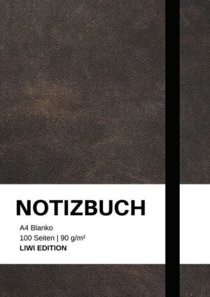 Notizbuch A4 blanko - 100 Seiten 90g/m² - Soft Cover Schwarz -