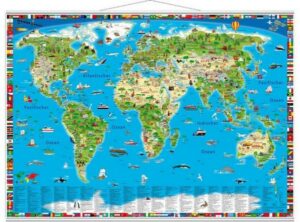 Illustrierte Weltkarte. Erlebniskarte mit Metall-Beleistung