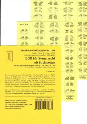 DürckheimRegister® BGB im Steuerrecht 2022 MIT STICHWORTEN