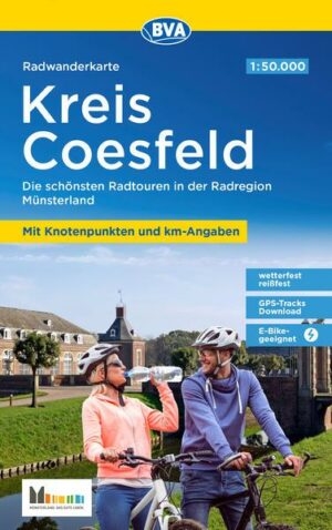 Radwanderkarte BVA Kreis Coesfeld mit Knotenpunkten und km-Angaben