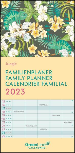 GreenLine Jungle 2023 Familienplaner - Wandkalender - Familien-Kalender - 22x45