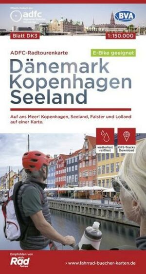 ADFC-Radtourenkarte DK3 Dänemark/Kopenhagen/Seeland 1:150.000 reiß- und wetterfest