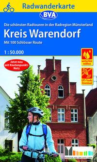 Radwanderkarte BVA Radregion Münsterland Kreis Warendorf mit 100 Schlösser Route 1:50.000