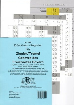 DürckheimRegister® ZIEGLER TREMEL Gesetze Freistaat Bayern 2021