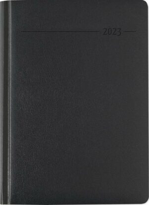 Buchkalender Balacron schwarz 2023 - Büro-Kalender A5 - Cheftimer - 1 Tag 1 Seite - 416 Seiten - Balacron-Einband - Alpha Edition