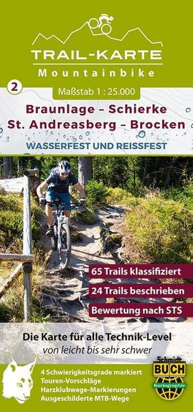 MTB (Mountain-Bike) Trail-Karte Harz 2: Braunlage - Schierke - St. Andreasberg - Brocken 1 : 25 000