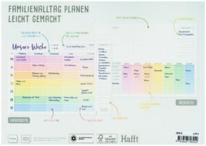 Family Tisch-Block Wochenplan Rainbow mit Spalten A4