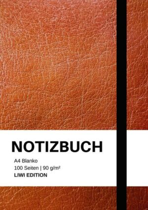 Notizbuch A4 blanko - 100 Seiten 90g/m² - Soft Cover Braun -