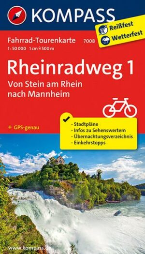 KOMPASS Fahrrad-Tourenkarte Rheinradweg 1