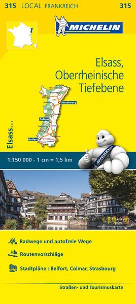 Michelin Localkarte Elsass Oberrheinische Tiefebene 1 : 150 000