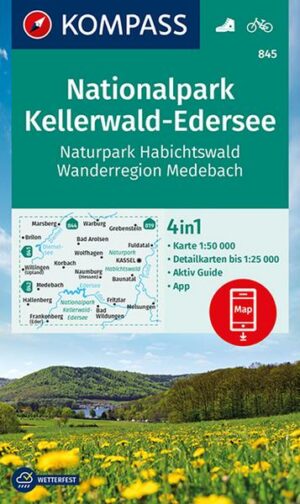 KOMPASS Wanderkarte 845 Nationalpark Kellerwald-Edersee
