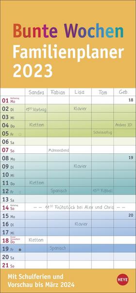 Bunte Wochen Familienplaner 2023