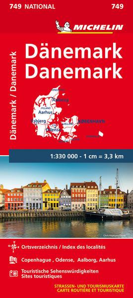 Michelin Dänemark. Straßen- und Tourismuskarte