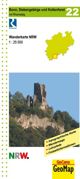 Nordrhein-Westfalen Wanderkarte 22 Bonn: Siebengebirge und Kottenforst mit Rheinsteig 1  : 25 000