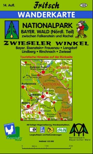 Nationalpark Bayerischer Wald (Nördlicher Teil)  Zwieseler Winkel 1 : 35 000. Fritsch Wanderkarte