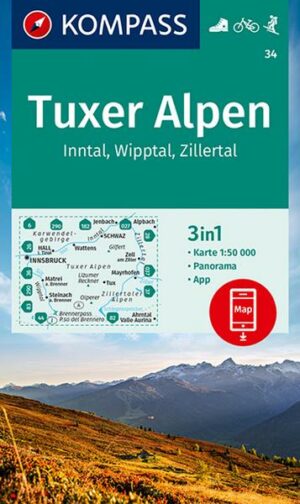 KOMPASS Wanderkarte 34 Tuxer Alpen